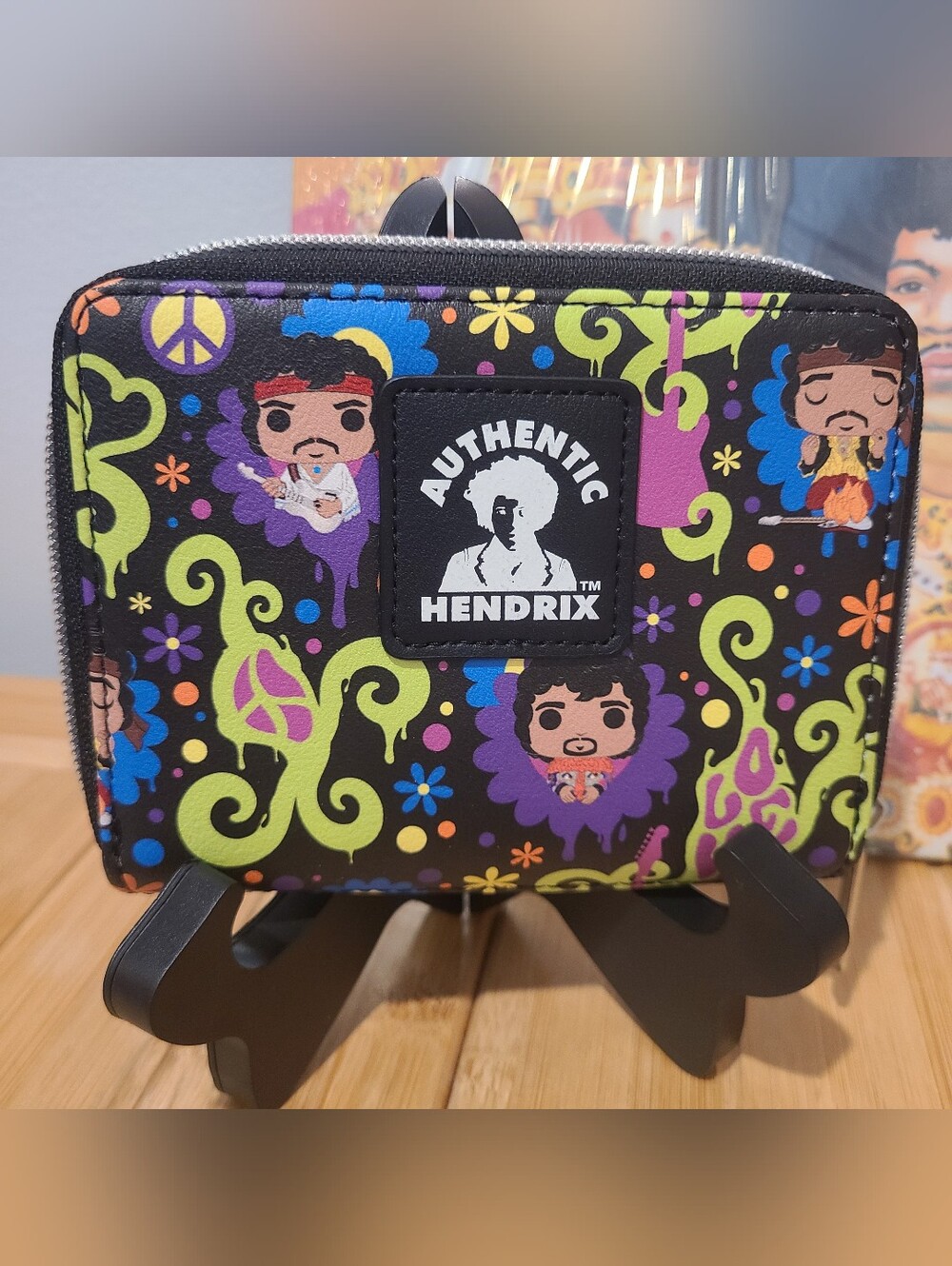 Jimi Hendrix Peace Love Wallet Vegan Leather Zip Around